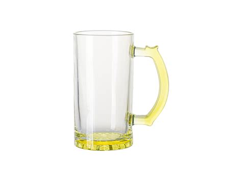 Sublimation Blanks 16oz Clear Beer Mug Yellow Bottom And Handle Bestsub Sublimation Blanks