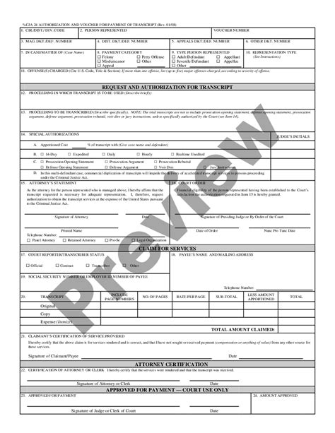 Cja Form Authorization And Voucher For Payment Of Us Legal Forms