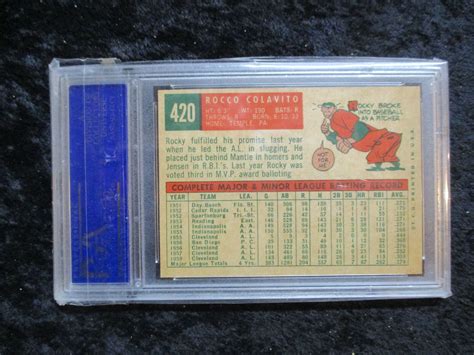 Rocco Colavito Indians Signed 1959 Topps 420 PSA DNA Authentic Auto