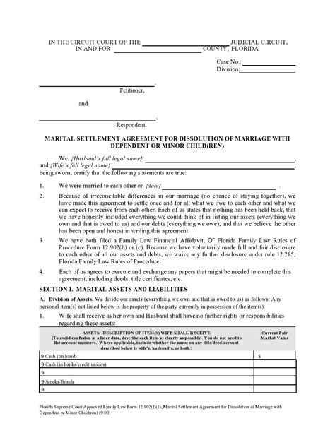 Editable Marital Settlement Agreements Word Pdf Templatelab