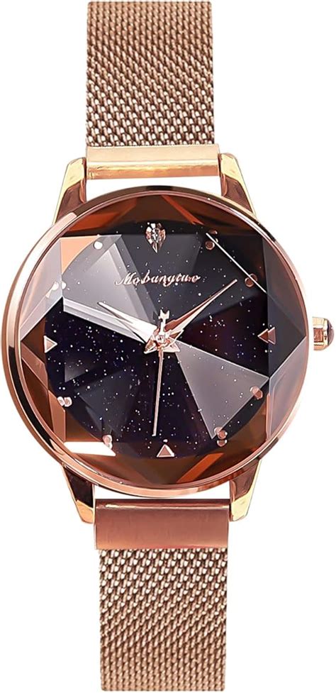 Rorios Mujer Relojes De Pulsera Brillante Cielo Estrellado Dial Mesh Band Relojes De Mujer Women