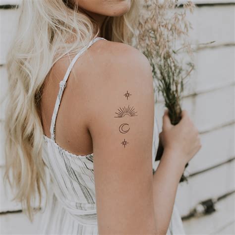 Sun And Moon Temporary Tattoo Etsy