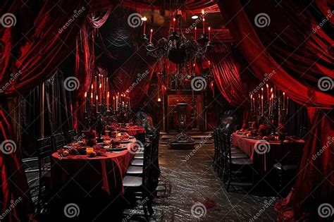 Vampire Ball Scene, with Elegant Guests, with Opulent Decoration and an ...