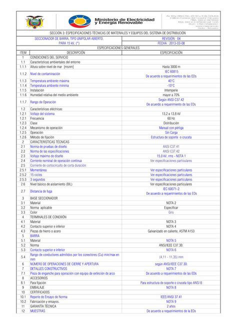 Pdf Secci N Especificaciones T Cnicas De Iec De