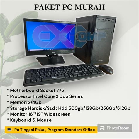 jual komputer pc ddr fullset monitor  tinggal pakai sepaket pc