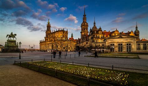 Wallpaper City Cityscape Night Evening Dusk Town Square Dresden