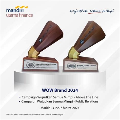 Mandiri Utama Finance Raih Penghargaan Wow Brand Mandiri Utama