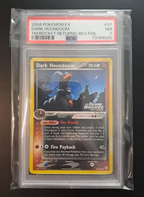 Dark Houndoom Psa 7 Ex Team Rocket Returns Reverse Stamp Pokemon Eng