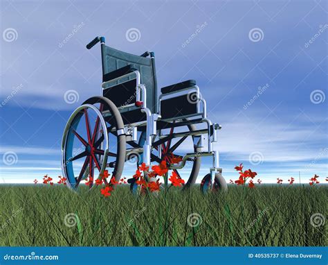 Wheelchair In Nature 3d Render Stock Illustration Illustration Of Help Wheelchair 40535737