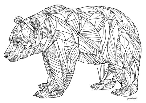 Ours aux motifs géométriques Coloriages d Ours à imprimer pour adultes