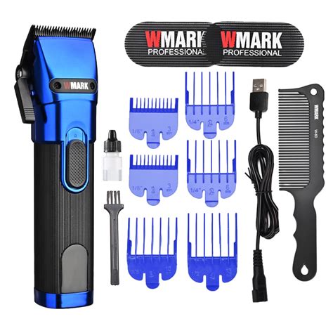 Maquina De Cortar Cabelo Wmark NG 121 Azul Display Led Escorrega