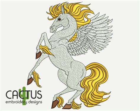 Pegasus Embroidery Design Cactus Embroidery Designs