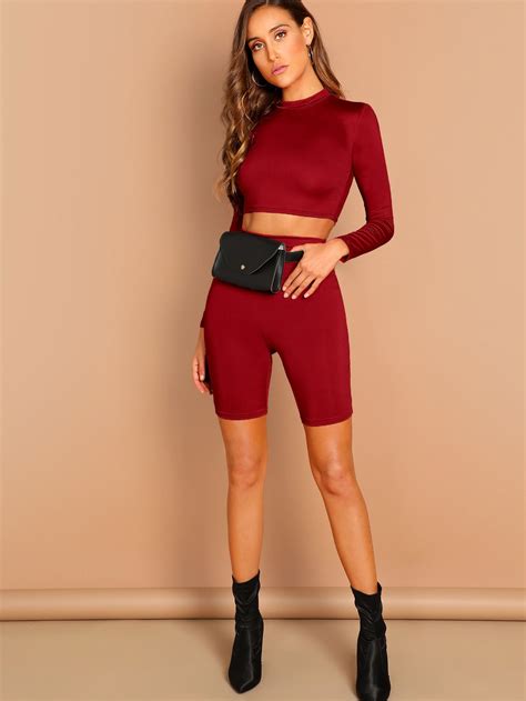 Crop Top And Leggings Shorts Set Crop Top And Leggings Gymwear