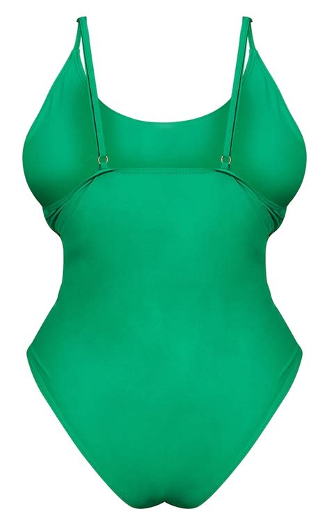 Plus Bright Green Cut Out Front Swimsuit Plus Size