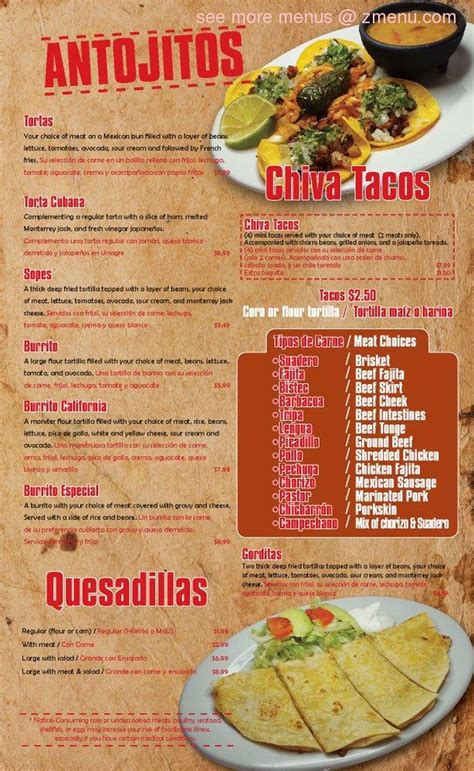 Online Menu Of Taqueria Las Chivas Jalisco Restaurant Austin Texas