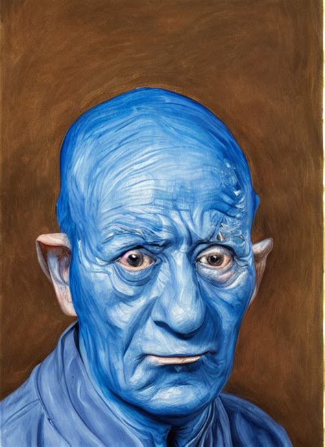 Krea Ai Real Life Papa Smurf Painted By Lucian Freud Hig