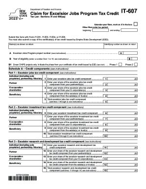 Fillable Online Form IT 607 Claim For Excelsior Jobs Fill And