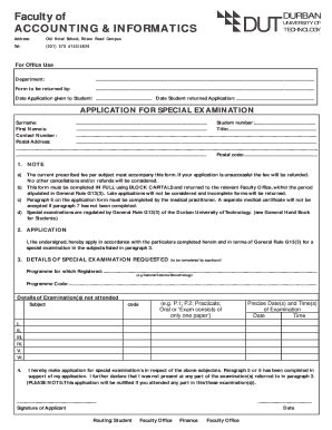 Dut Special Exam Form Fill Online Printable Fillable Blank PdfFiller