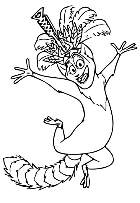 Free Printable Madagascar King Coloring Page For Adults And Kids