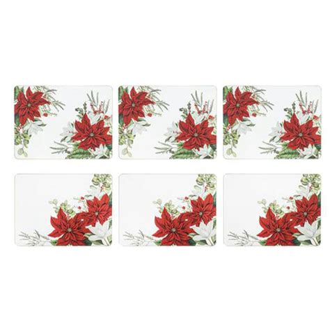 Ashdene Kitchen Cork Backed Placemats Coasters Poinsettia Set