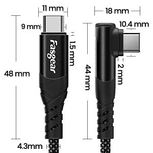 Fasgear 240W USB C To USB C Cable 1 Pack 10ft PD 3 1 USB 2 0 Type C 5A