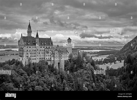 Neuschwanstein Castle Surrounded By Beautiful Nature Of The Bavarian