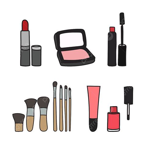 Set Of Make Up Hand Drawn Doodle Cosmetic Doodle Beauty PNG And