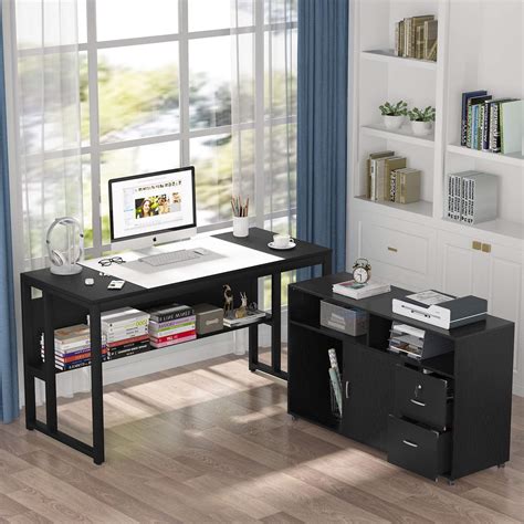 Buy Tribesigns 55 Inches Executive Desk With File Cabinet And Power