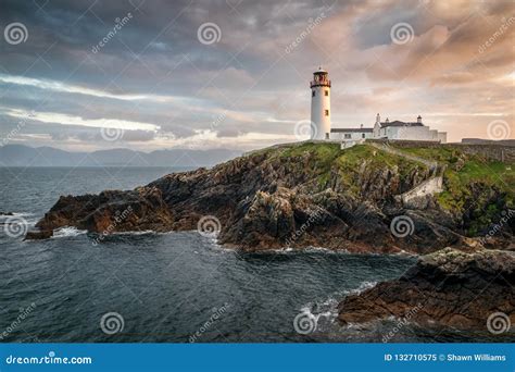 Dusk At Fanad Lighthouse Stock Image Image Of Coastline 132710575