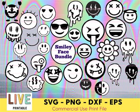 Buy Smiley Face Svg Bundle Smiley Face Svg Smile Svg Trippy Online In