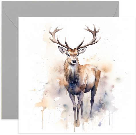 Old English Co Gru Karte Zum Geburtstag Aquarell Hirsch Hirsch