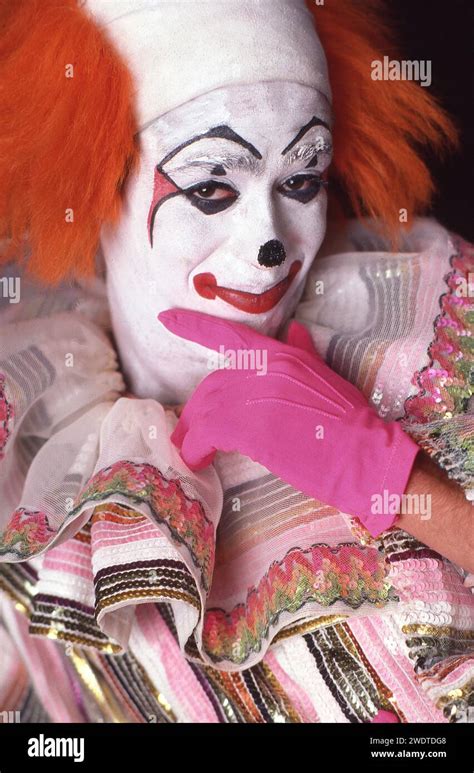 A 1979 Portrait Of A Ringling Brother Clown In Whiteface At Clown College Auditions In Nassau