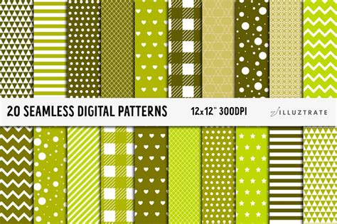 Sage Green Digital Paper Lime Green Seamless Patterns