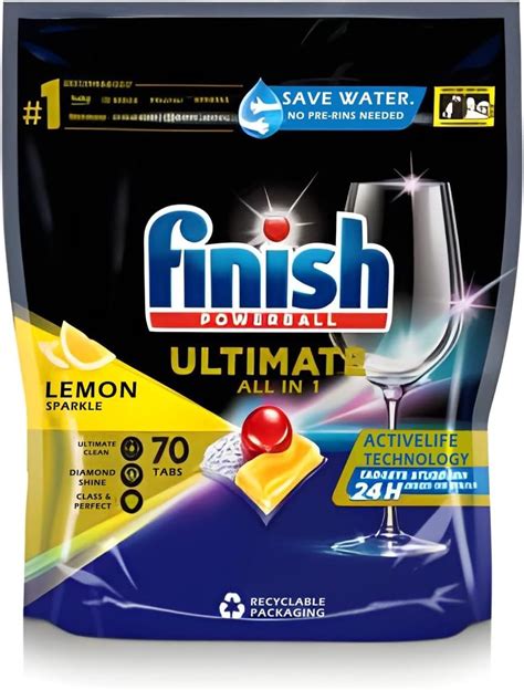 Finish Powerball Ultimate All In Lemon Sparkle Dishwasher Tabs