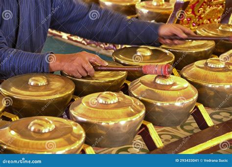 indonesian musician playing traditional instrument stock image image
