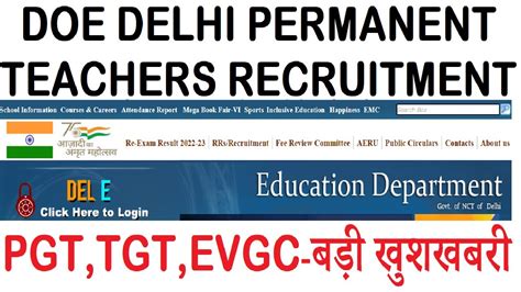 Doe Delhi Evgc Librarian Pgt Tgt Permanent Teachers Recruitment