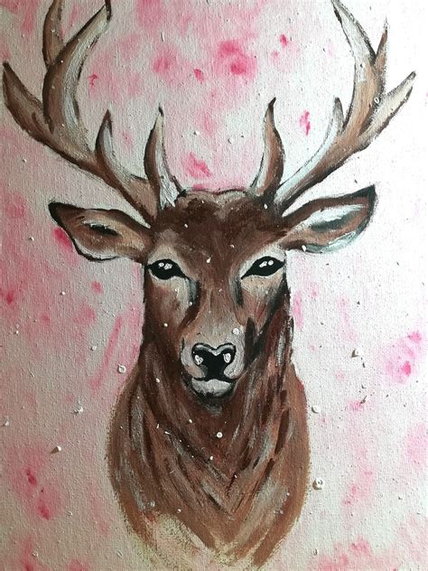 acrylic deer head | Kunst auf leinwand, Tiere malen, Hirsch bild