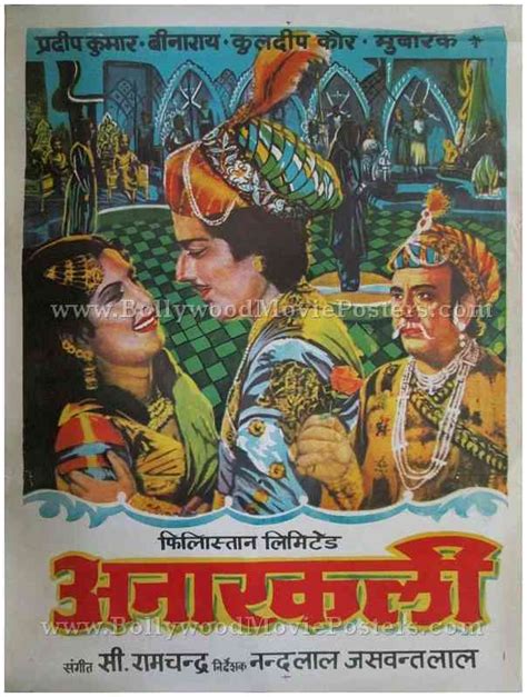 Anarkali 1953 Hand Drawn Bollywood Movie Posters For Sale