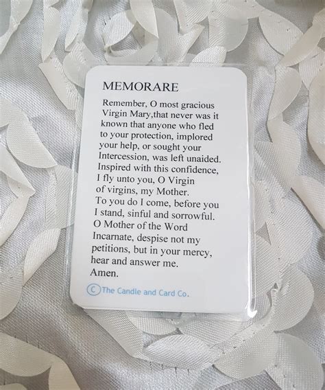 Memorare Prayer Card Memorare Prayer Miraculous Religious | Etsy