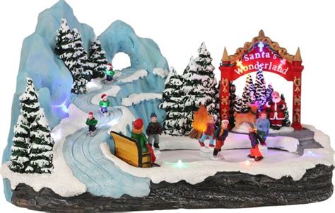 Luville Scenery Snow Fun Ice Rink With Campfire Battery Operated