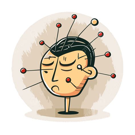 Acupuncture Clipart Cartoon Character With Pins In His Head Vector