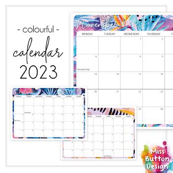 Printable 2023 Monthly Calendar - Tropical Memphis Design - WA | TPT