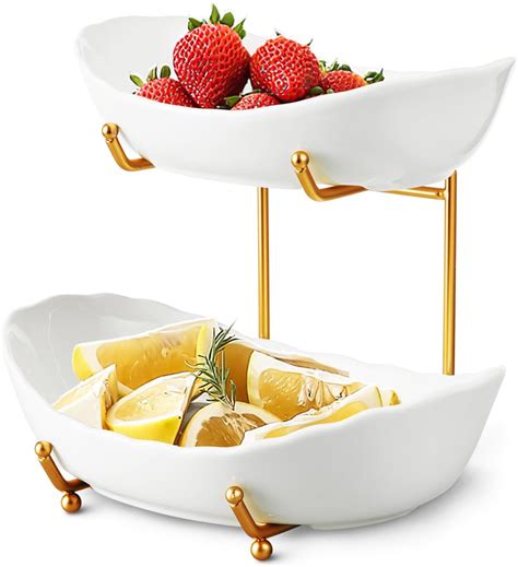 Homkula Fruit Bowl For Kitchen Counter Tier Ceramic Serving Bowls