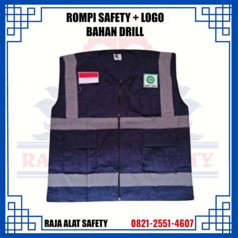 Jual Rompi Kerja Safety Bahan Drill Dongker Termasuk Logo K3 Logo