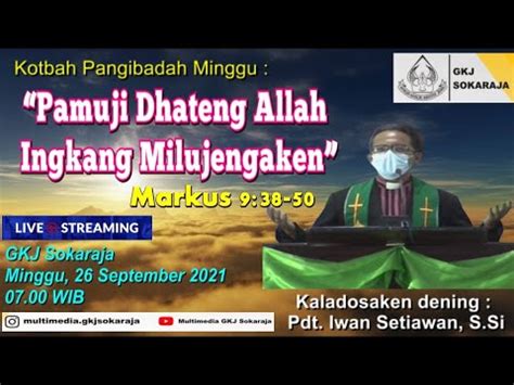 Pangibadah Minggu 26 September 2021 YouTube