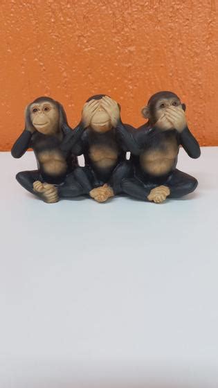 Trio De Macaco Cego Surdo Mudo Resina Loja Zen Objetos De Decora O