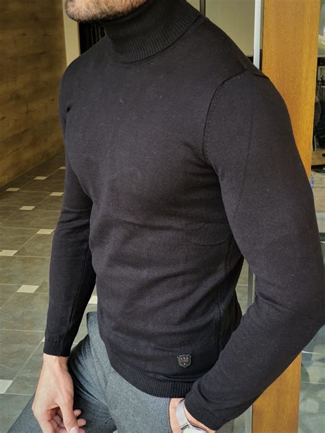 Buy Black Slim Fit Turtleneck Wool Sweater By Gentwith Free Shipping