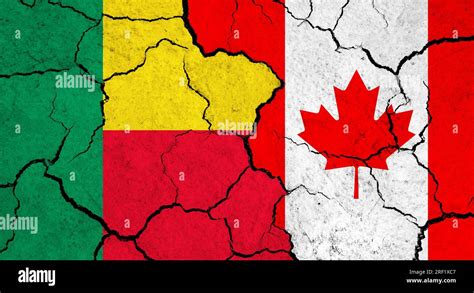 Flags Of Benin And Canada On Cracked Surface Politics Relationship