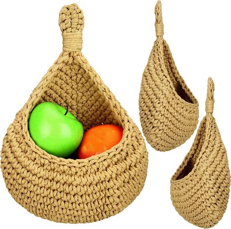 Amazon Jinei Pcs Teardrop Jute Hanging Storage Basket Teardrop