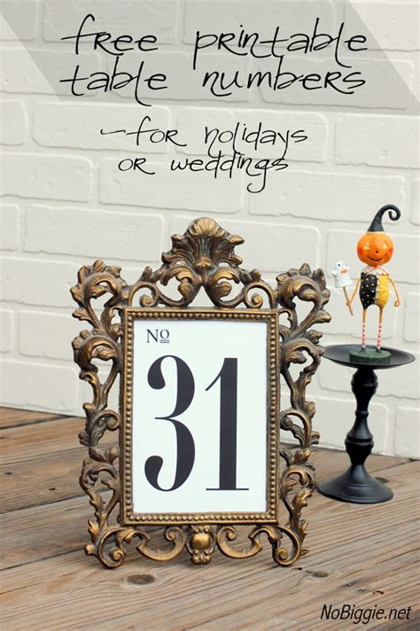 Free Printable Table Numbers | NoBiggie